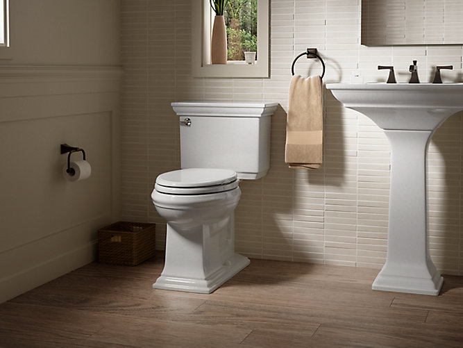 Ice Grey KOHLER K-6428-95 Memoirs Stately Comfort Height Skirted One-Piece Compact Elongated 1.28 GPF Toilet with AquaPiston Flush Technology and Left-Hand Trip Lever 